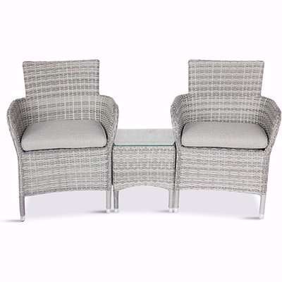 Meltan Outdoor Duo Companion Set With Side Table In Pebble Grey