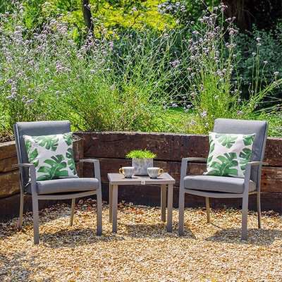 Mertan Outdoor Companion Set With Highback Chairs In Grey