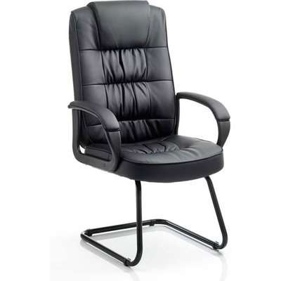 Moore Leather Cantilever Visitor Chair In Black With Arms
