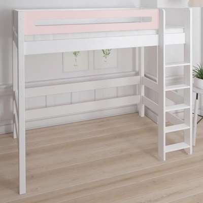 Morden Kids High Sleeper Bed With Safety Rail In Light Rose