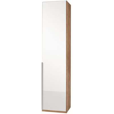 New Zork Tall 1 Door Wardrobe In Gloss White And Planked Oak