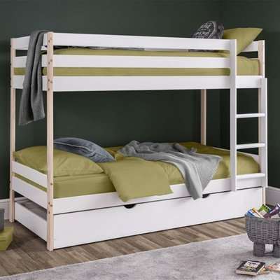 Naiser Wooden Bunk Bed With Guest Bed In White Lacquer