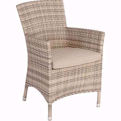 Ottery Outdoor Wave Dining Armchair With Cushion In Pearl