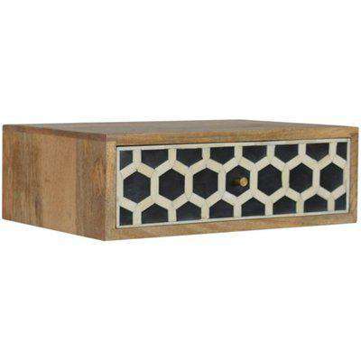 Ouzo Wooden Wall Hung Bedside Cabinet In Bone Inlay