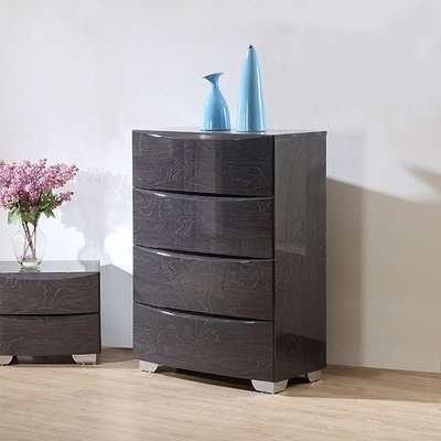 Parker Chest of Drawers In Grey High Gloss With 4 Drawers