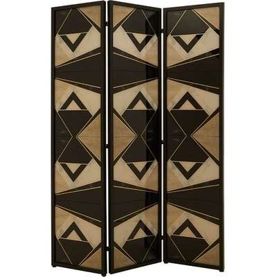 Malmok Wooden Folding Patterned Black And White Room Divider