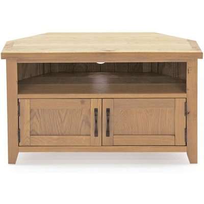 Ramore Corner Wooden TV Stand In Natural With 2 Doors