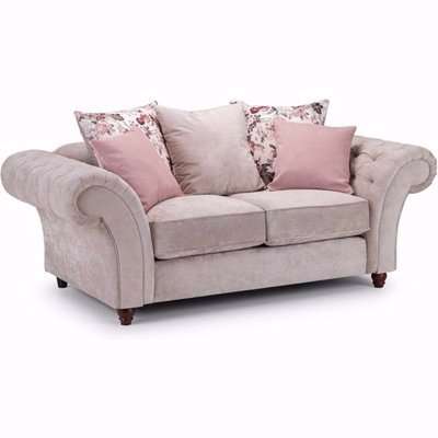Reeth Chesterfield Fabric 2 Seater Sofa In Beige