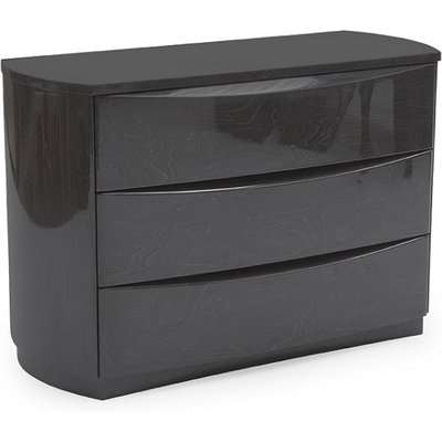 Rossetto Dresser Chest In Grey High Gloss With 3 Drawers