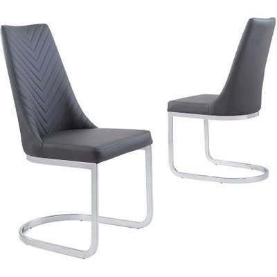 Roxy Grey Faux Leather Dining Chairs In Pair