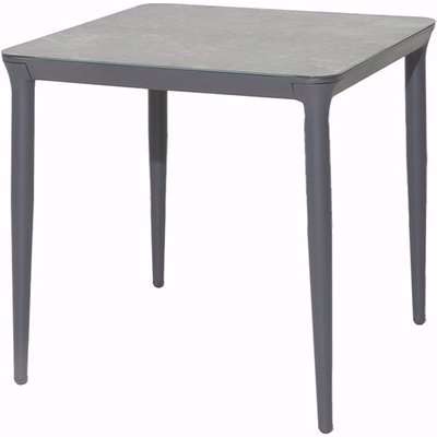 Rykon Outdoor 750mm Glass Dining Table In Grey Ceramic Effect