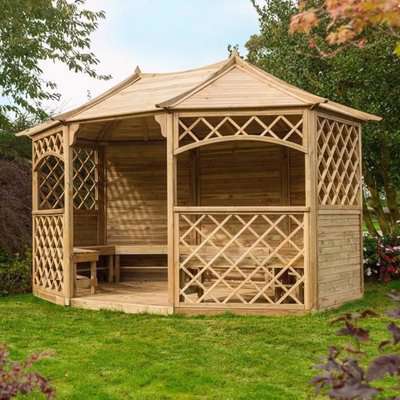 Sampford Wooden Eight Sided Gazebo In Natural Timber