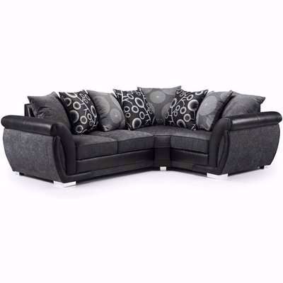 Scalby Fabric Large Corner Sofa In Black And Grey