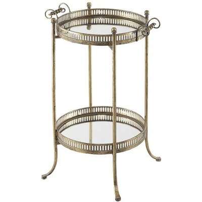 Sherin Mirrored Side Table And Serving Tray In Metal