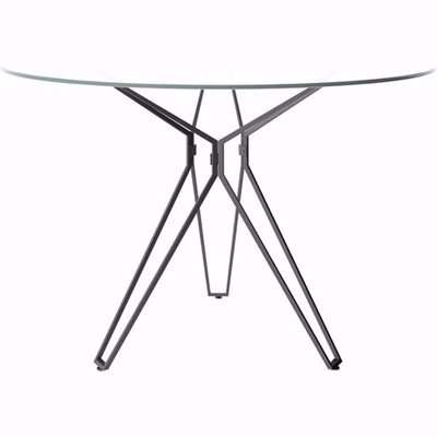 Shimotoda Round Glass Dining Table With Grey Painted Legs
