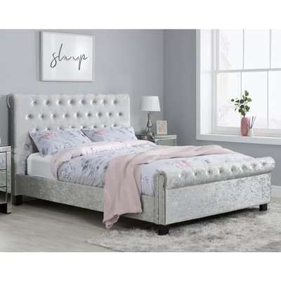 Sienna Fabric Small Double Bed In Steel Crushed Velvet