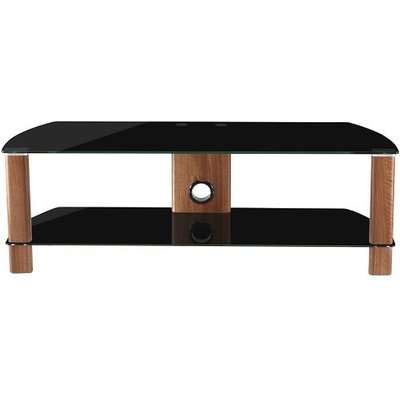 Clevedon Small LCD TV Stand In Black Glass And Walnut