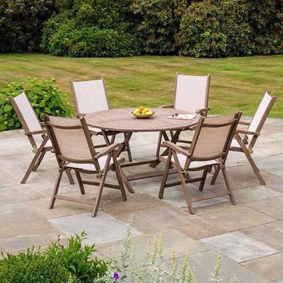 Strox 1400mm Folding Dining Table With 6 Recliner Armchairs