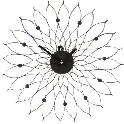 Styrake Contemporary Floral Design Wall Clock In Black