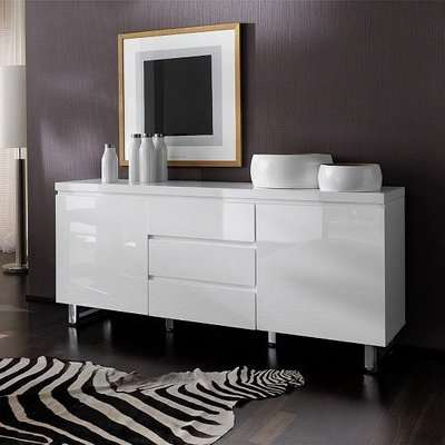 Sydney Large High Gloss Sideboard With 2 Door 3 Drawer In White