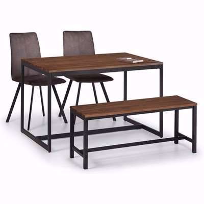 Tacita Wooden Dining Table With Bench And 4 Monroe Grey Chairs