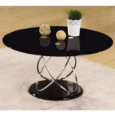 Trias Glass Coffee Table Round In Black And Gloss Base