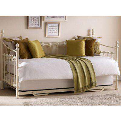 Versailles Metal Day Bed With Guest Bed In Stone White