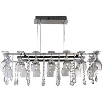 Vino 10 Light Ceiling In Chrome With Wine Glass Trim