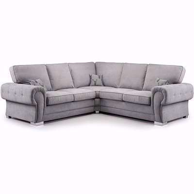 Virto Fullback Fabric U Shape Corner Sofa In Silver And Grey