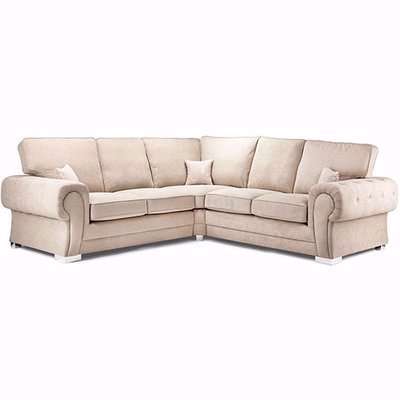 Virto Fullback Fabric U Shape Corner Sofa In Beige And Mink