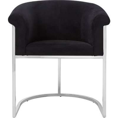 Sceptrum Velvet Dining Chair With Steel Frame In Black
