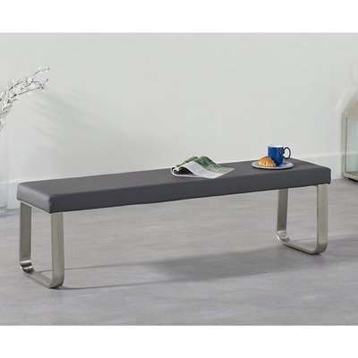 Carino Large Faux Leather Dining Bench In Grey