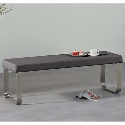 Carino Medium Faux Leather Dining Bench In Grey