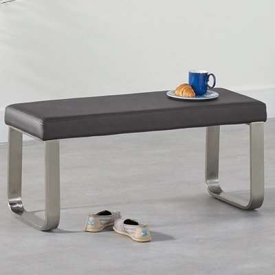 Washington Small Faux Leather Dining Bench In Grey