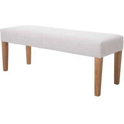 Webster Dining Bench In Beige Fabric With Wooden Legs