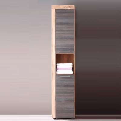 Wildon Tall Bathroom Cabinet In Walnut And Touch Wood Dark Brown