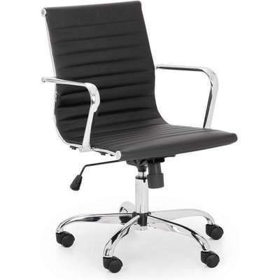 Wollano Faux Leather Office Chair In Black With Chrome Base