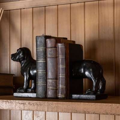 Yolky Bookend Dog Poly Sculpture In Black