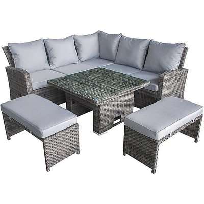 Camber Compact Corner Dining Set with Fire Pit Table