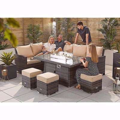 Camber Left Hand Facing Corner Dining Set with Fire Pit Table
