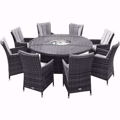 Camber 8 Seater Round Dining Set with Ice Bucket Table