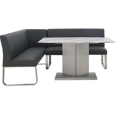 Cocoon Dining Table and Left Hand Facing Corner Bench - Black