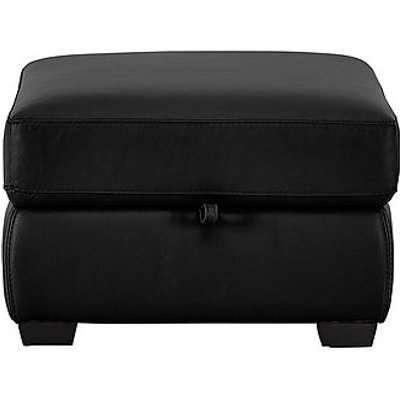Compact Collection Midi Leather Footstool - Black- World of Leather