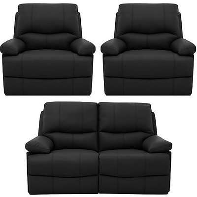 Dallas Pair of Leather Power Recliner Chairs + 2 Seater Power Recliner Leather Sofa Multi-Saver Set In Graphite