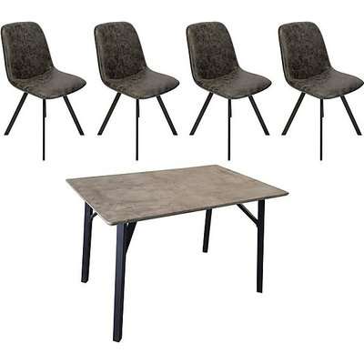 Diego Rectangular Dining Table and 4 Dining Chairs - Grey