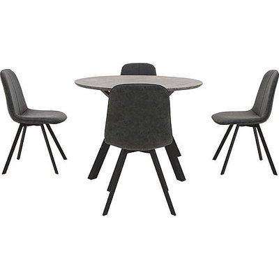 Diego Round Dining Table and 4 Dining Chairs - Grey