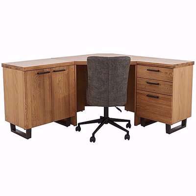 Earth Corner Desk, Filing Cabinet, 2 Door Storage Unit and Office Chair