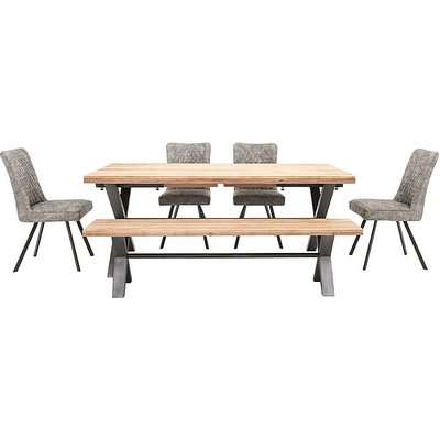 Earth Large Dining Table, 4 Dining Chairs and Large Dining Bench