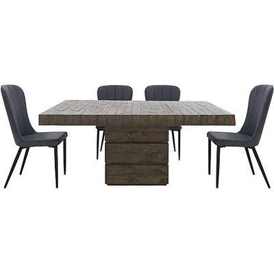 Folsom Rectangular Table and 4 Chairs Dining Set - Grey