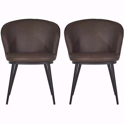 Hela Set of 6 Faux Leather Curved Dining Chairs with Metal Legs